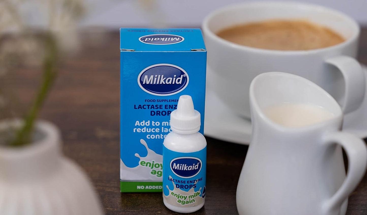 Lactase Enzyme Drops & Tablets for Lactose Intolerance Relief - Prevents Gas, Bloating, and Diarrhea - Dairy Digestive Supplement - 0.5 Fl Oz & 120 Raspberry Flavored Tablets