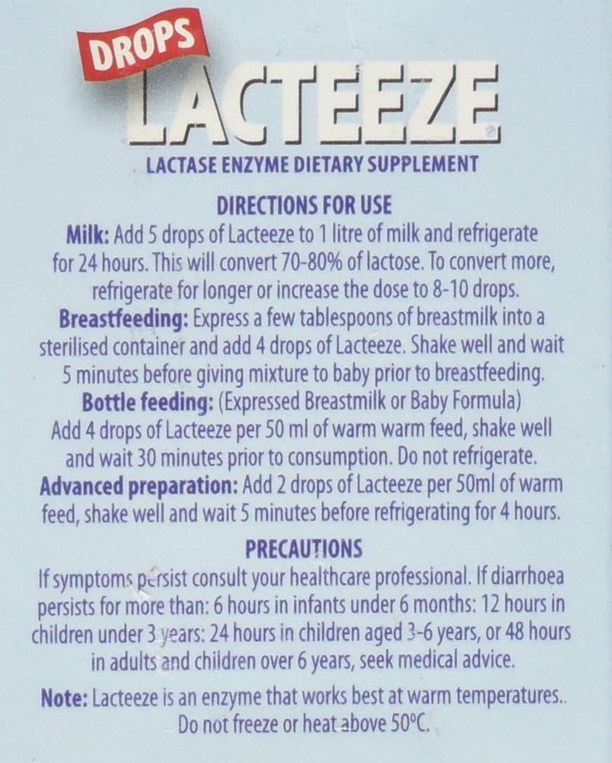 Lacteeze Drops 7 ml Liquid Enzyme by Gelda Scientific - Fast-Acting Lactase Supplement for Digestive Support