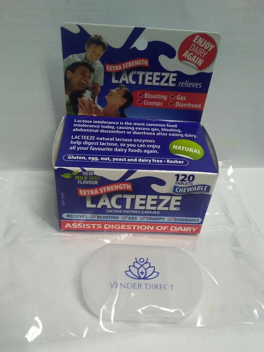 Lacteeze Extra Strength 4000 ALU Enzyme Supplement with Convenient Pill Case