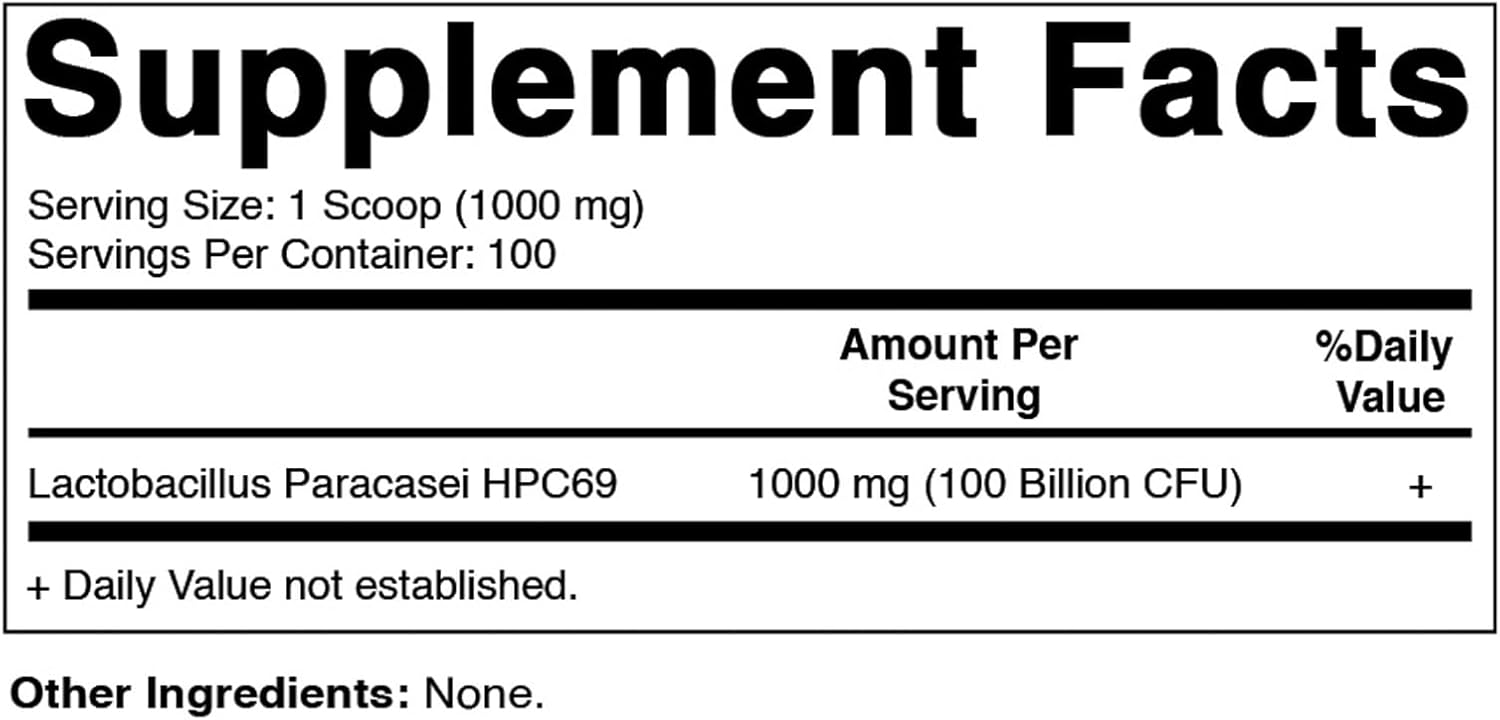 Lactobacillus Paracasei Probiotic Powder for Digestive Health - 100 Gram (3.5 OZ) - 100 Servings