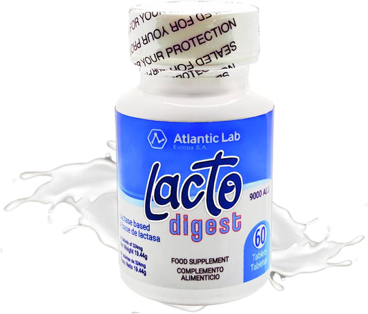 LactoDigest Fast & Strong Natural Lactose Intolerance Relief - 9000 FCC Lactase Enzyme - 60 Capsules - Relieves Digestive Discomfort