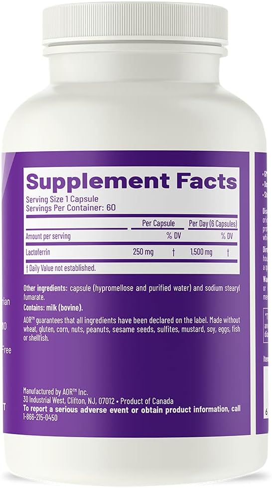 Lactose-Free Lactoferrin Supplement for Iron Absorption and Immune Support - 60 Capsules