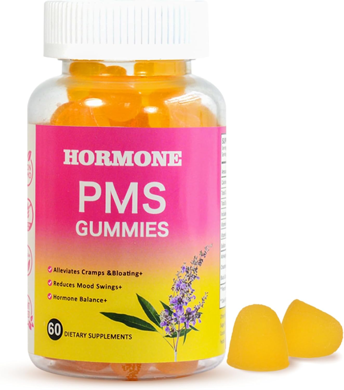 Laicuherb PMS Gummies - 60 Count Vegan Supplement for Women's Hormone Balance and Menstrual Relief with Chasteberry & Vitamin B6