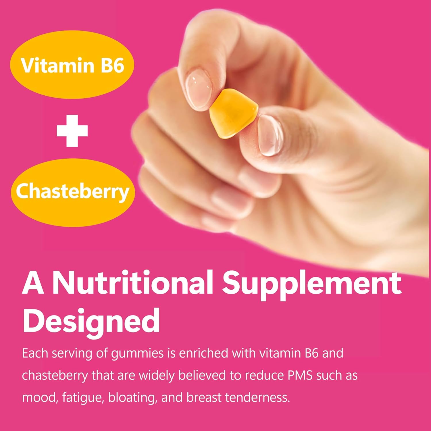 Laicuherb PMS Gummies - 60 Count Vegan Supplement for Women's Hormone Balance and Menstrual Relief with Chasteberry & Vitamin B6