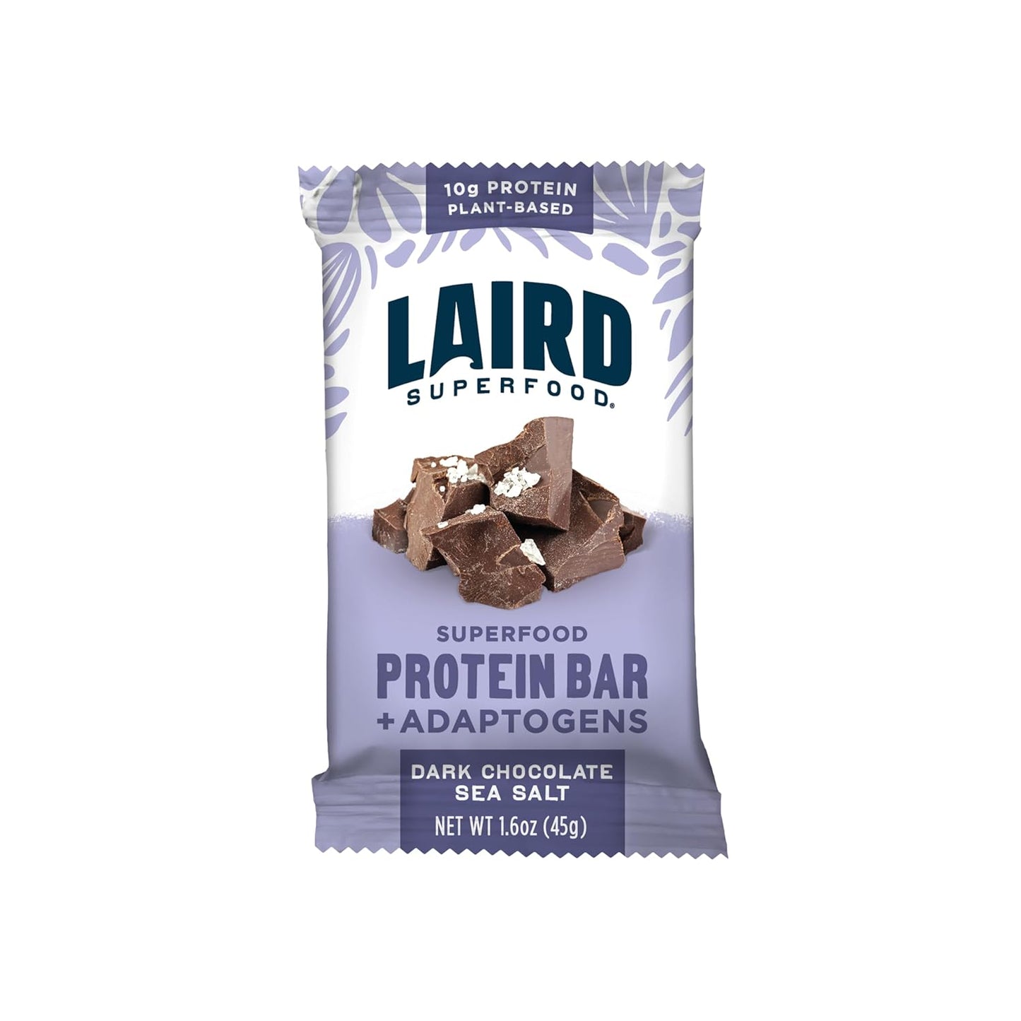 Laird Superfood Dark Chocolate Sea Salt Protein Bars - Plant-Based, Functional Mushrooms, Real Ingredients - 10g Protein, 6g Fiber - Non-GMO - 10 Count Pack