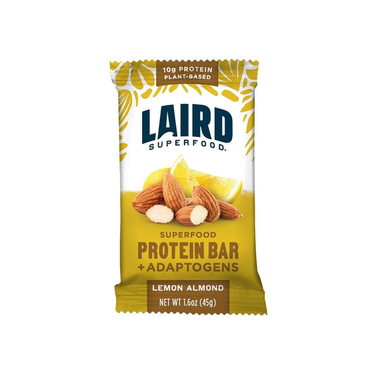 Laird Superfood Lemon Almond Protein Bars - Plant-Based Protein with Real Ingredients, Functional Mushrooms, 10g Protein, 6g Fiber, Non-GMO - 10 Count