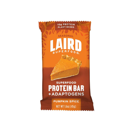 Laird Superfood Plant-Based Protein Bars with Functional Mushrooms - Real Ingredients, 10g Protein, 6g Fiber, Non-GMO - Pumpkin, 10 Count