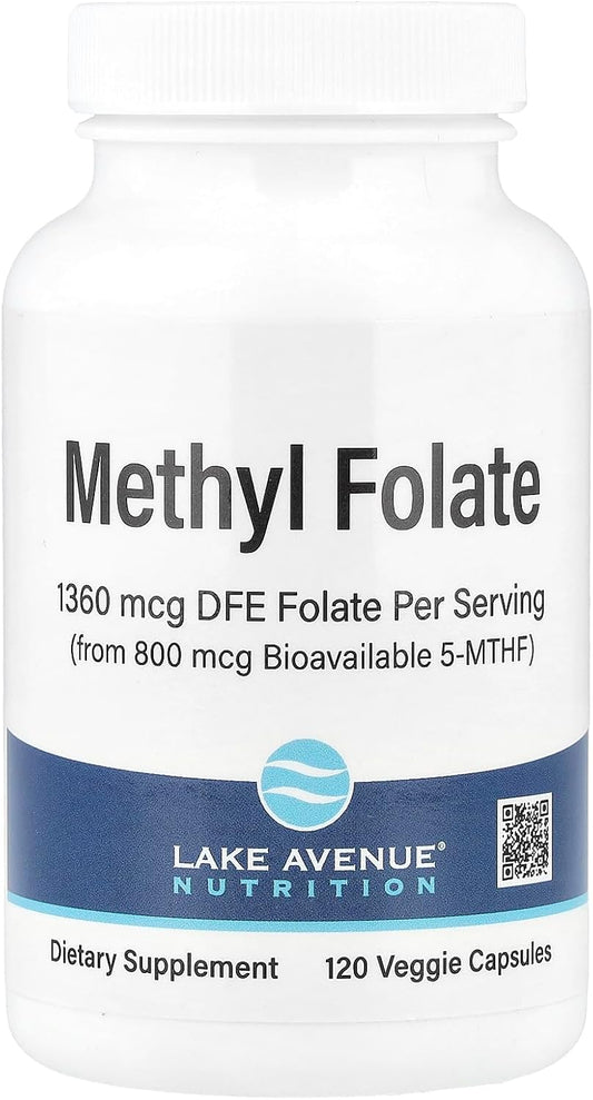 Lake Avenue Methyl Folate 800mcg - 120 Vegetarian Capsules for Optimal Nutrition