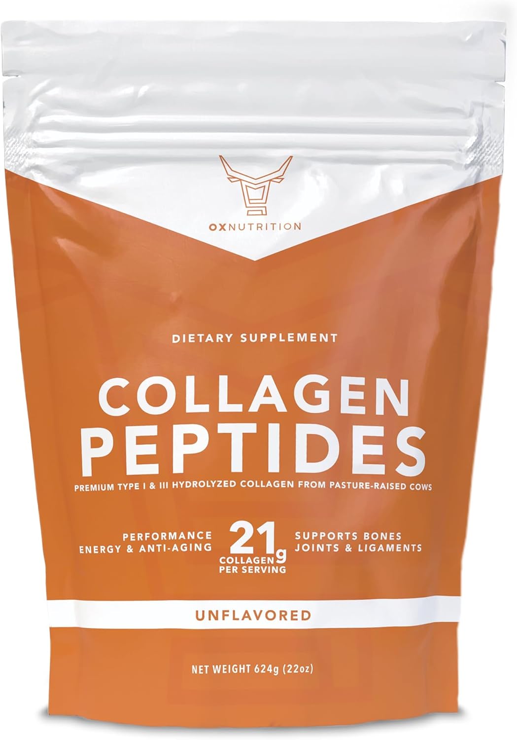 Large 22oz OX Collagen Peptides Powder, Hydrolyzed for Healthy Skin Hair Nail Joints - Grass Fed, Pasture Raised, Non-GMO, Gluten Free, 3P Tested - Unflavored - Certified cGMP - BoostGo Australia