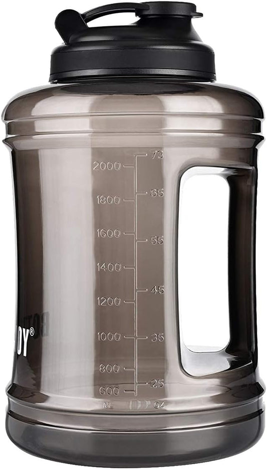 Large 2.5L Water Bottle with Handle - BPA Free Plastic Wide Mouth Jug for Sports, Gym, Hiking - 83oz Reusable Outdoor Fitness Bottle