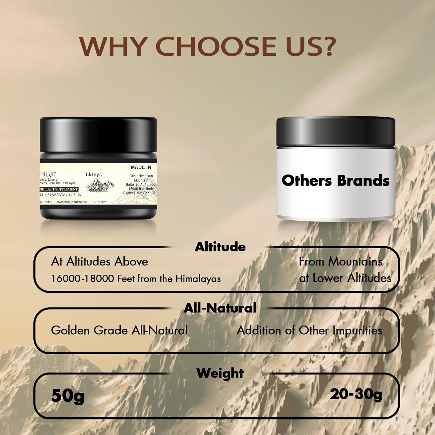 Large 50g Pure Himalayan Shilajit Resin Enriched with Fulvic Acid - Organic Resin for Health Boost and Enhanced Flavor