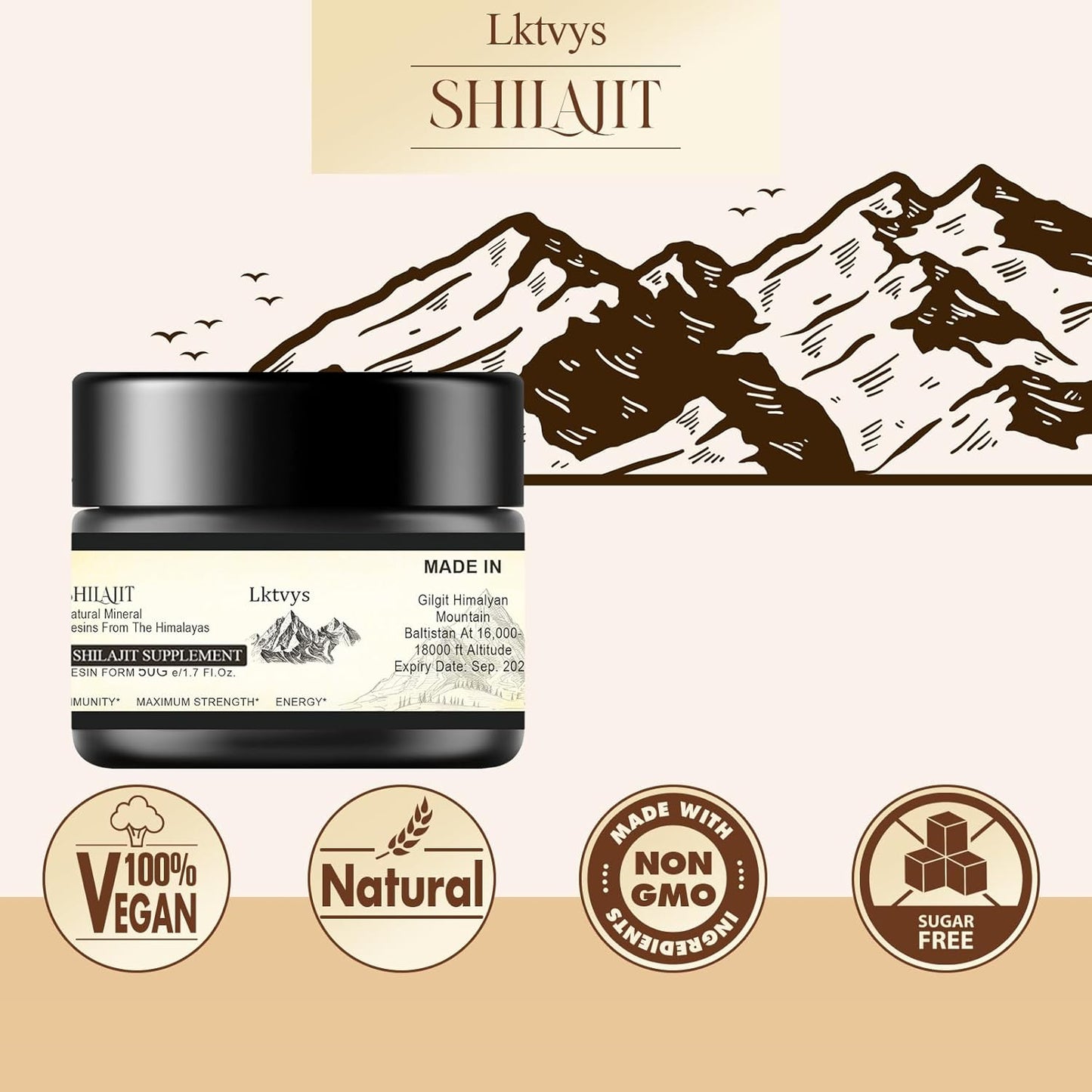 Large 50g Pure Himalayan Shilajit Resin Enriched with Fulvic Acid - Organic Resin for Health Boost and Enhanced Flavor