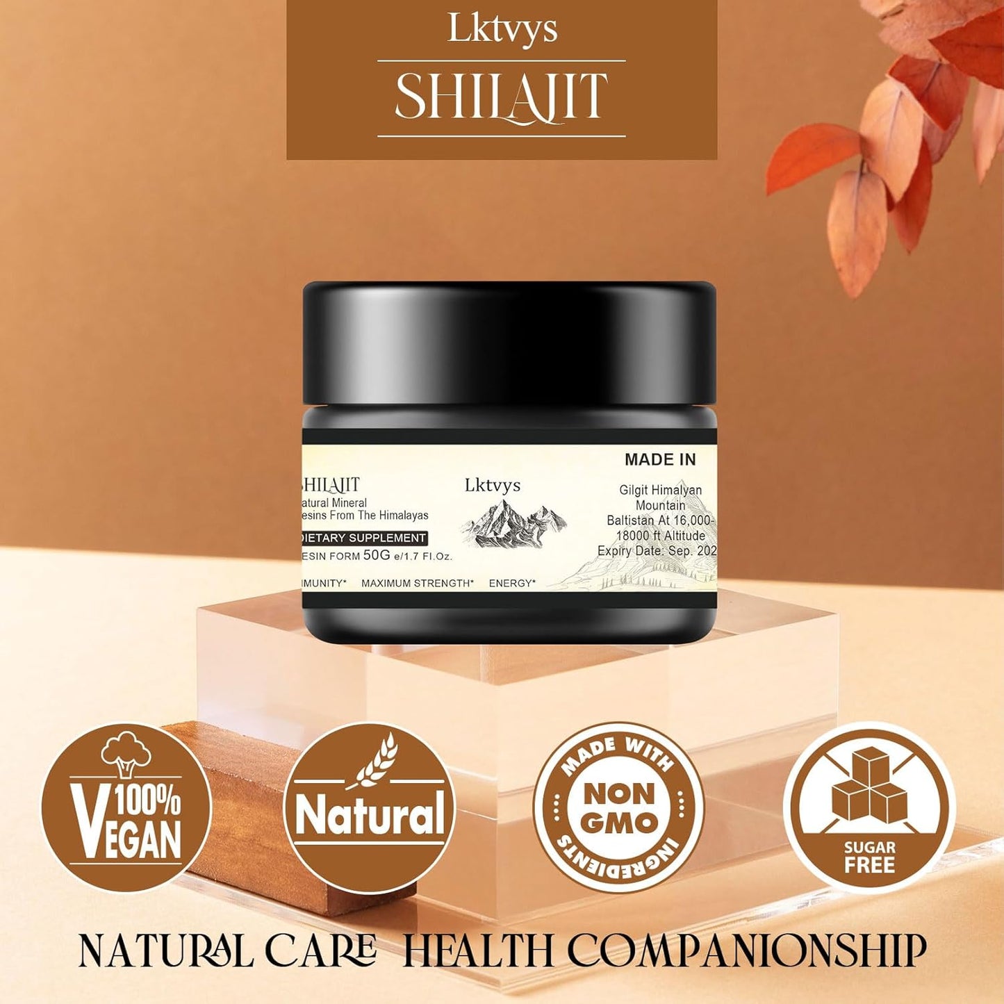 Large 50g Pure Himalayan Shilajit Resin Enriched with Fulvic Acid - Organic Resin for Health Boost and Enhanced Flavor