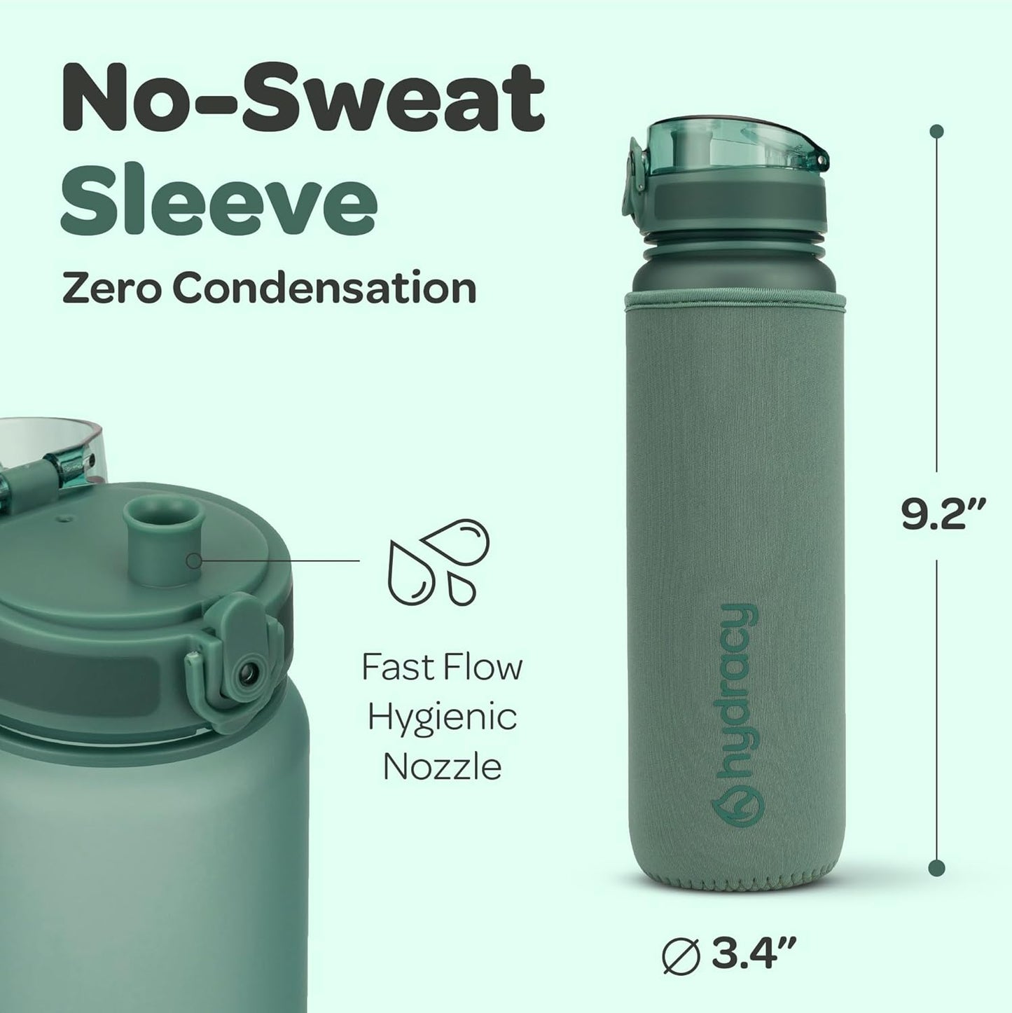 Large BPA-Free Hydracy Water Bottle with Time Marker and Fruit Infuser Strainer - Leak Proof Gym Bottle for Fitness and Outdoors