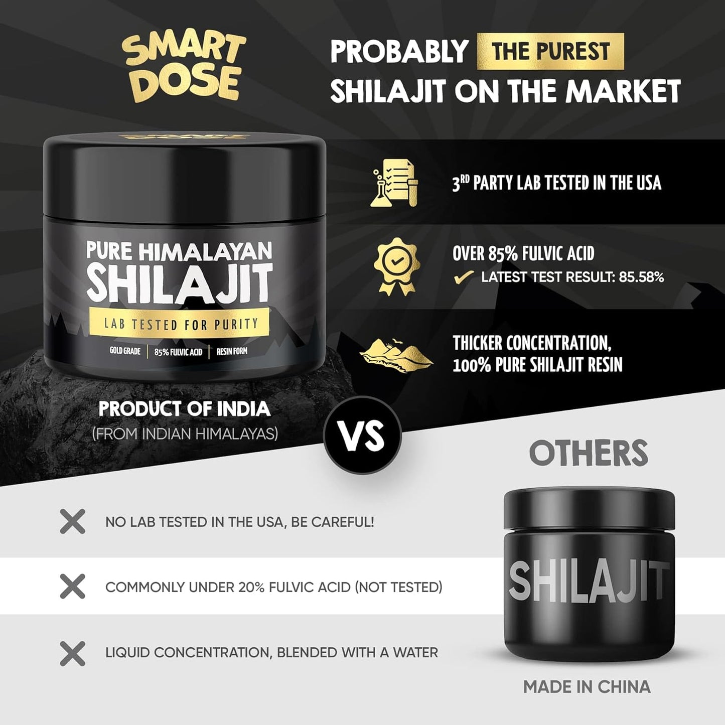 Large Jar of Pure Himalayan Shilajit Resin - 85%+ Fulvic Acid - 125 Servings - Authentic US Lab Tested Premium Quality