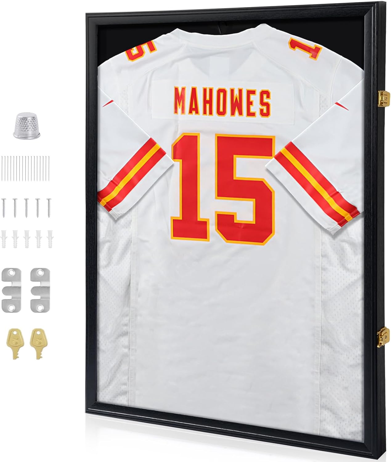 Large Lockable Jersey Frame Display Case with UV Protection and Hanger for Sports Memorabilia