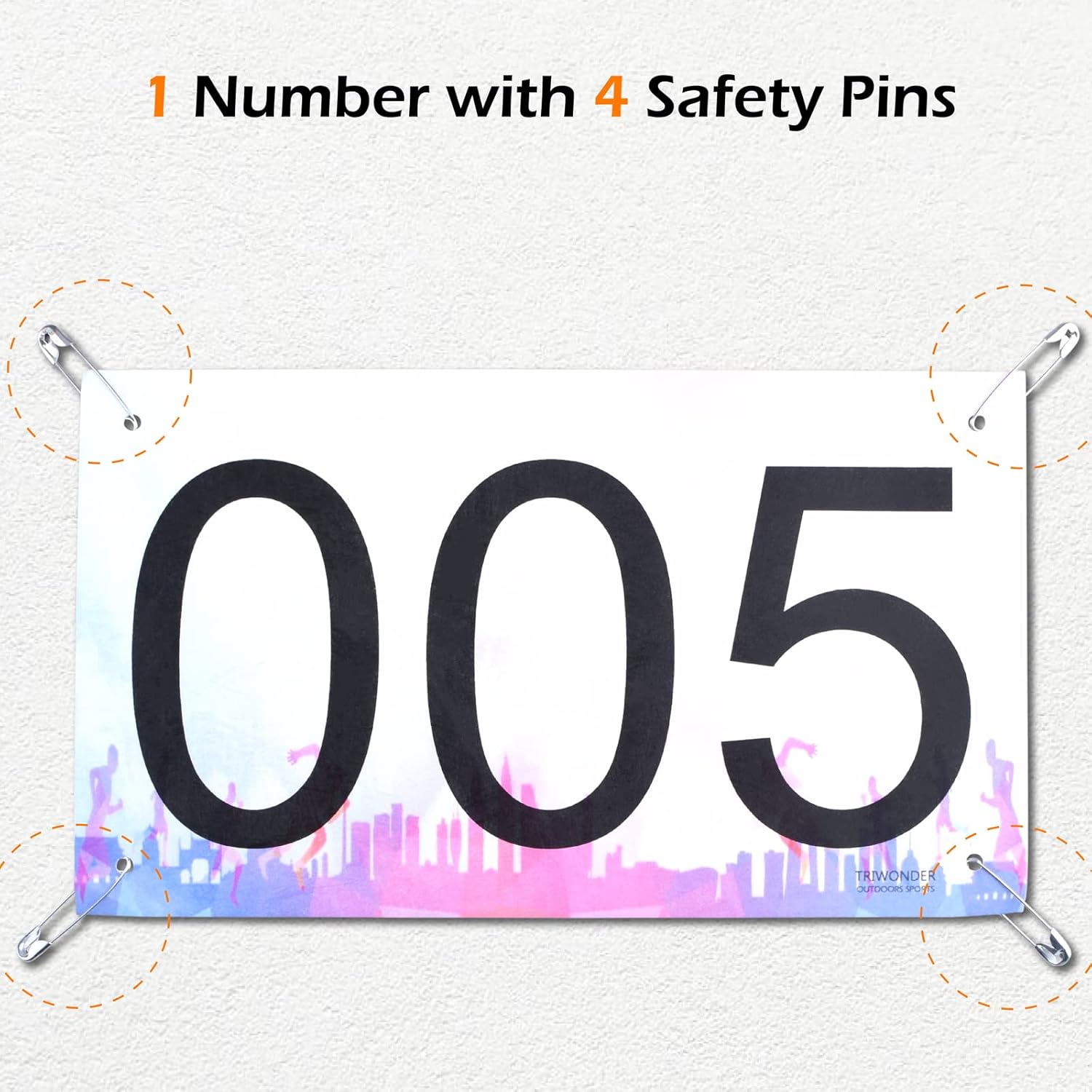 Large Numbered Tyvek Race Bibs with Safety Pins for Marathon Runners - 1-500 - TRIWONDER