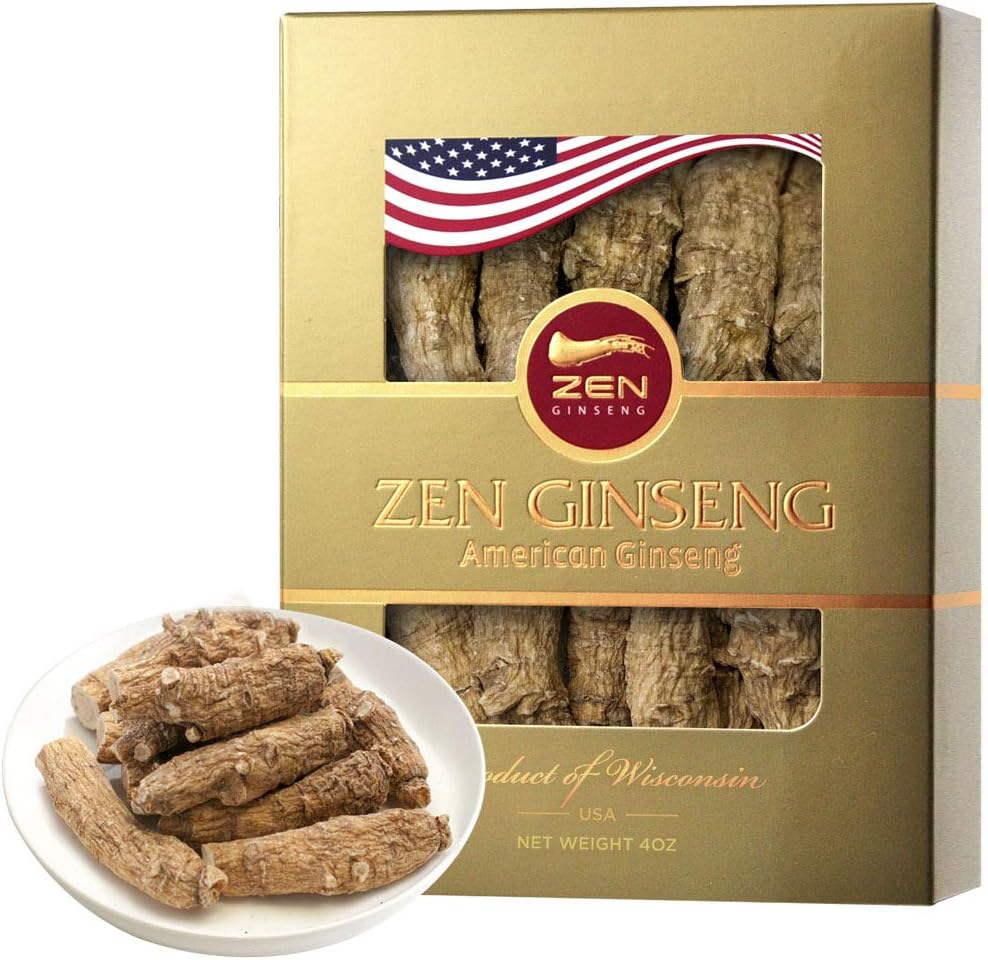 Large Short American Wisconsin Ginseng Root 4oz - Boost Performance & Mental Health for Men & Women - Zen Ginseng - 1 Box
