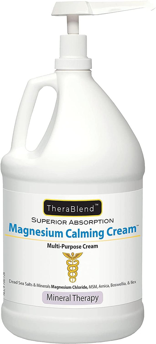 Large Size CryoDerm Magnesium Calming Cream - 128 oz Bottle for Pain Relief