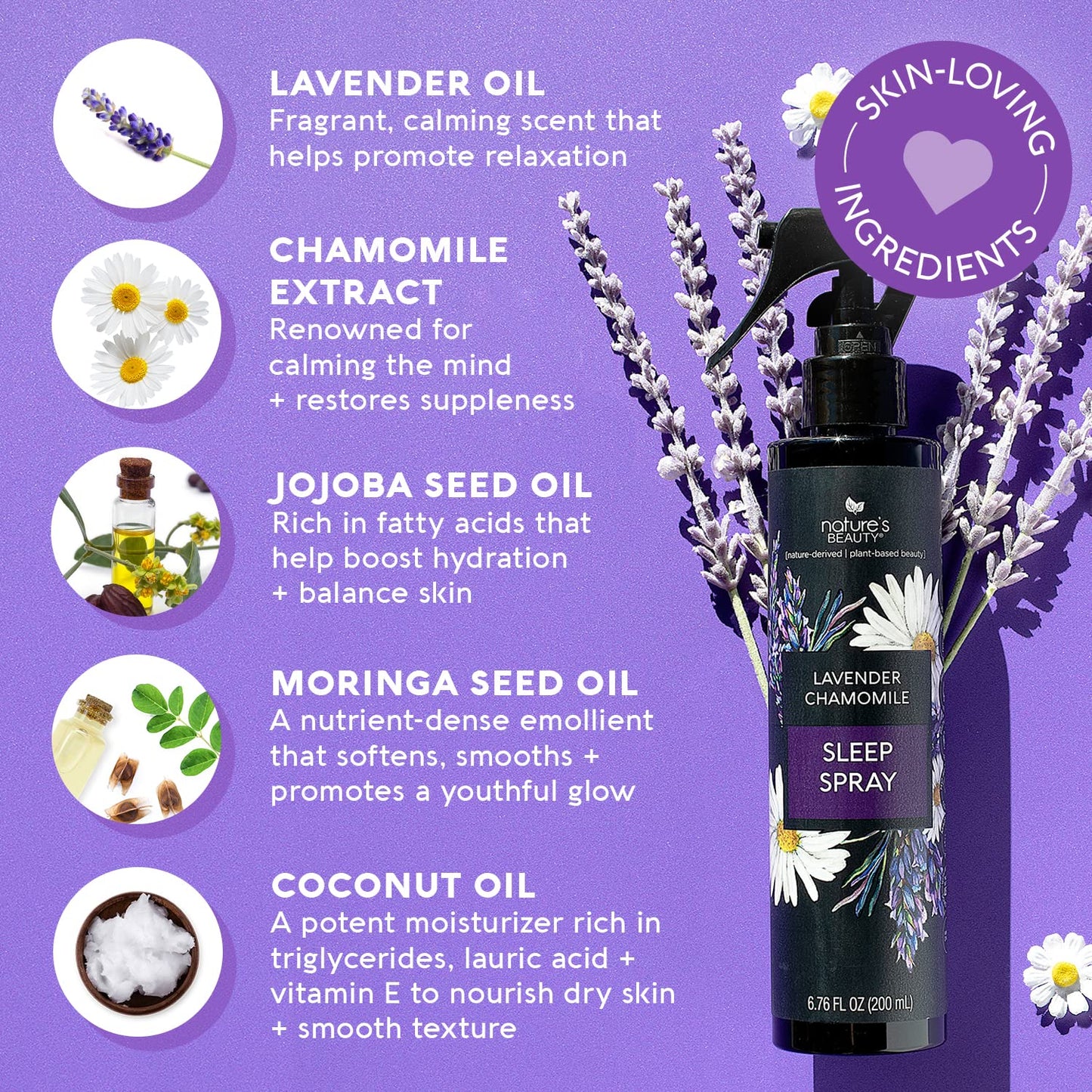 Lavender Chamomile Sleep Spray Multi-Pack - Premium Room & Pillow Mist with Coconut, Jojoba, & Moringa Seed Oils for Relaxation and Better Sleep - 6.76 fl oz (2 Pack)