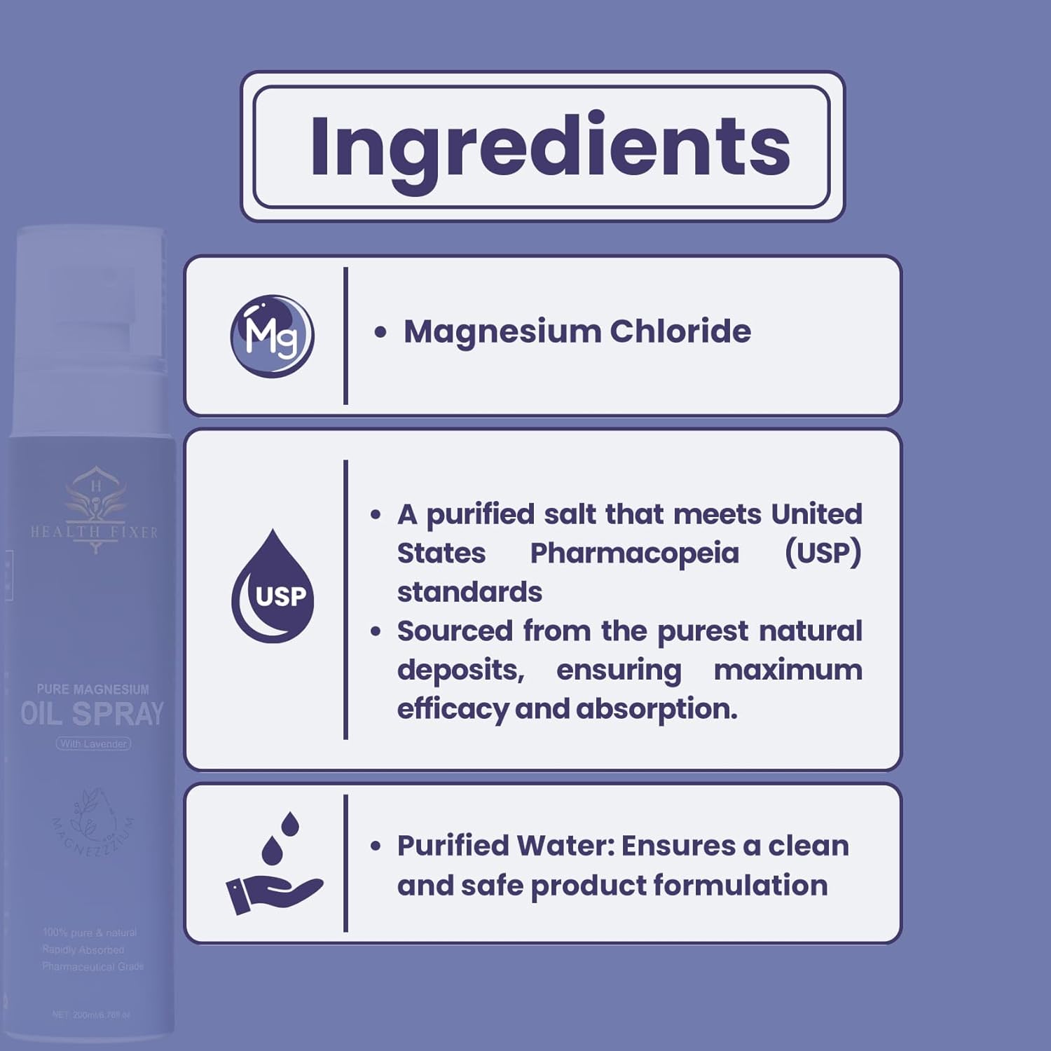 Lavender Magnesium Oil Spray for Muscle, Joint Health & Sleep - 200ml Bottle for Leg Cramps Relief & Nourished Skin