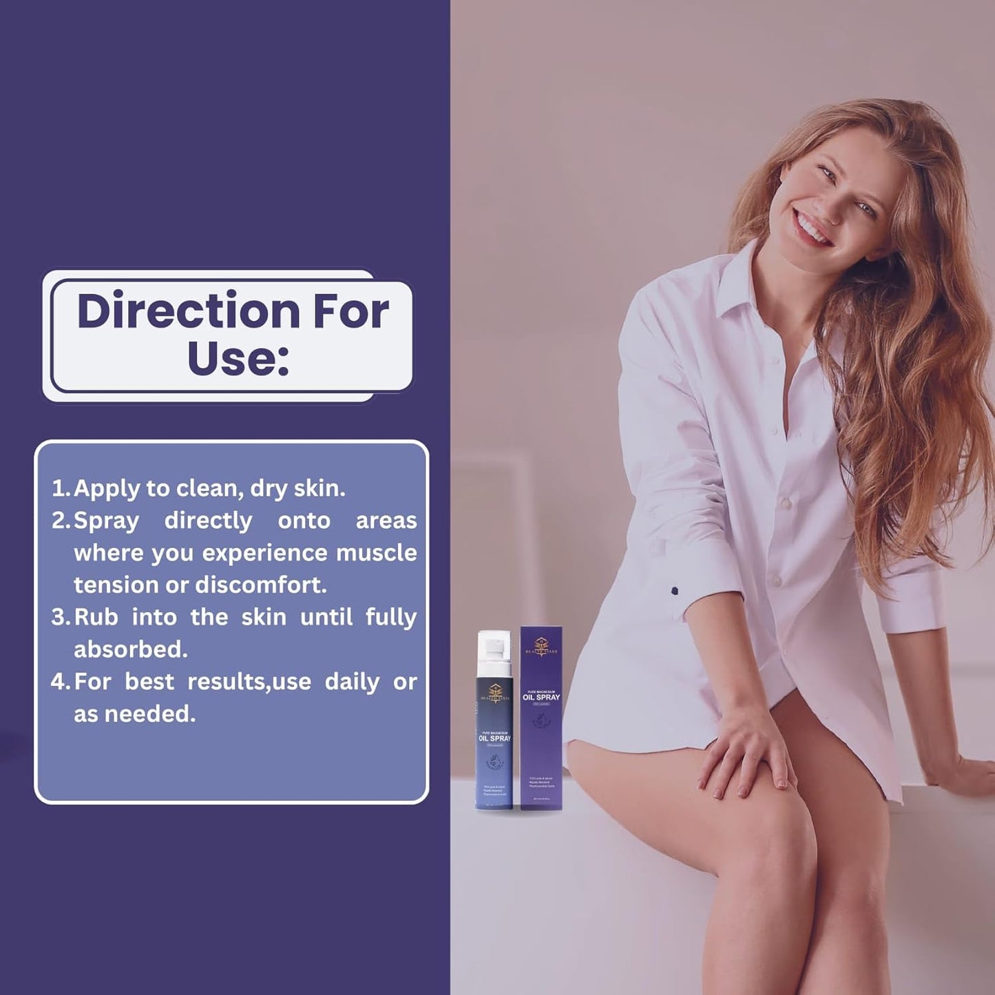 Lavender Magnesium Oil Spray for Muscle, Joint Health & Sleep - 200ml Bottle for Leg Cramps Relief & Nourished Skin