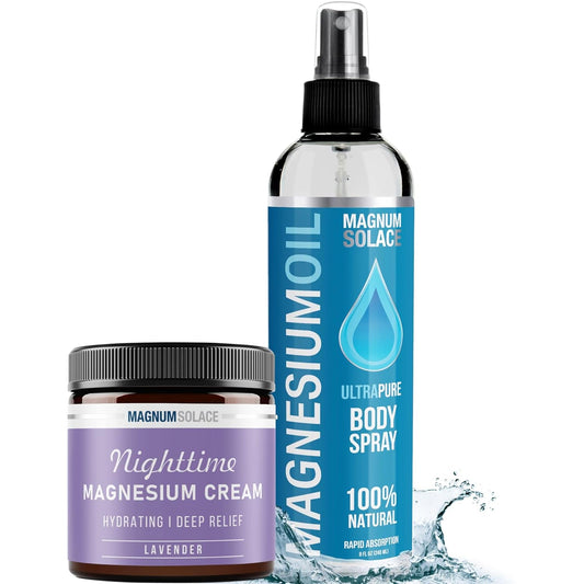Lavender Magnum Solace Magnesium Oil and Cream Bundle for Relaxation and Wellness