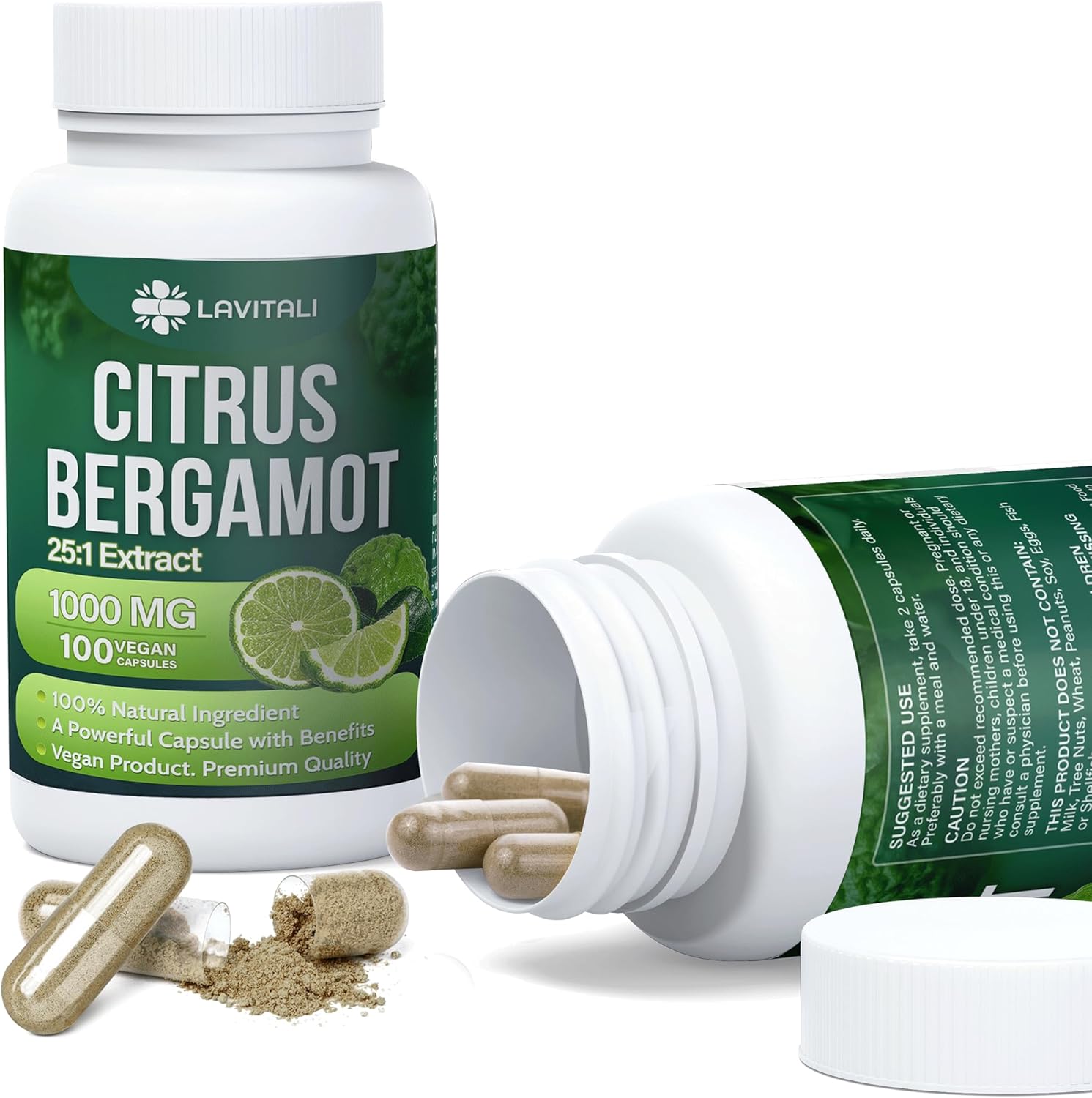 LaVitali Citrus Bergamot Extract Capsules - 100 Veggie Caps, 1000mg, Non-GMO, Gluten-Free, Vegetarian