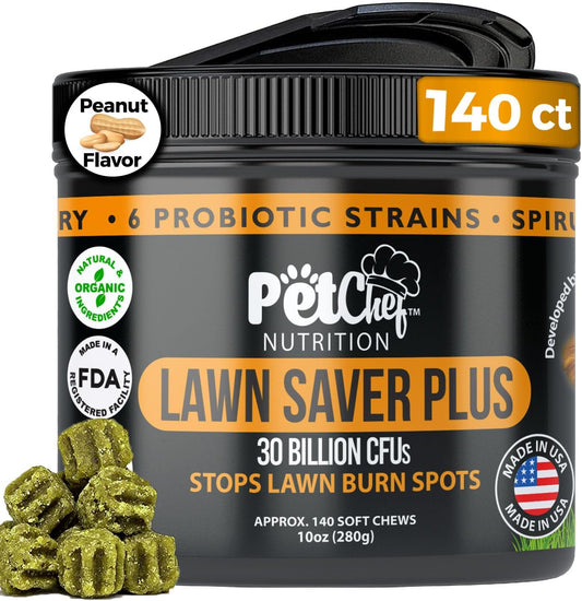 Lawn Saver Dog Treats by Pet Chef Nutrition - Dog Urine Neutralizer Soft Chews to Prevent Lawn Burn, Healthy Grass Dog Treats