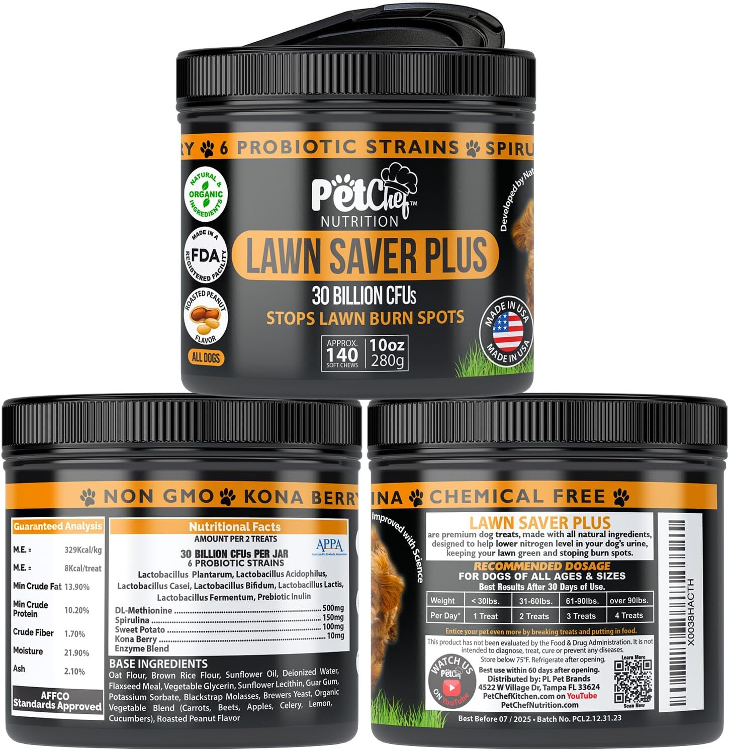 Lawn Saver Dog Treats by Pet Chef Nutrition - Dog Urine Neutralizer Soft Chews to Prevent Lawn Burn, Healthy Grass Dog Treats