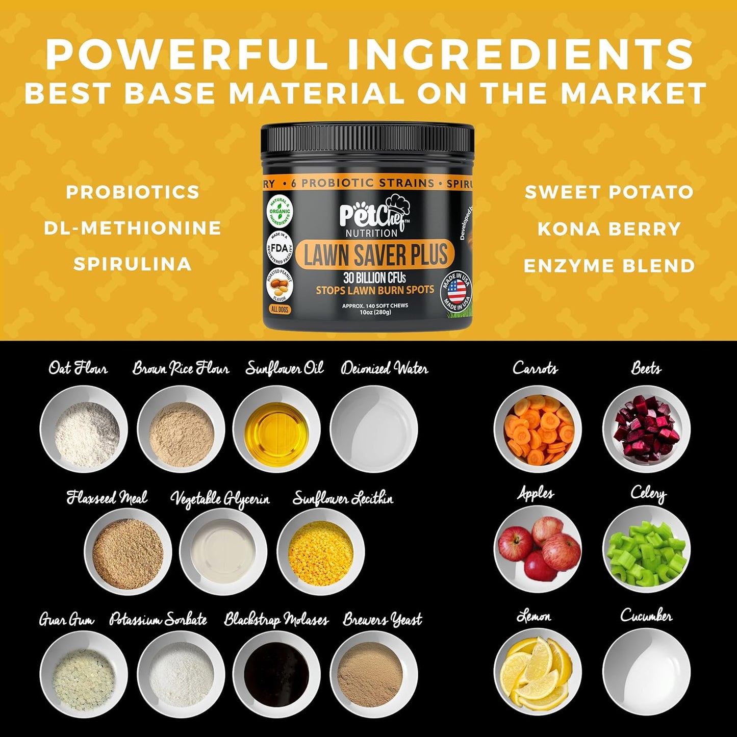 Lawn Saver Dog Treats by Pet Chef Nutrition - Dog Urine Neutralizer Soft Chews to Prevent Lawn Burn, Healthy Grass Dog Treats