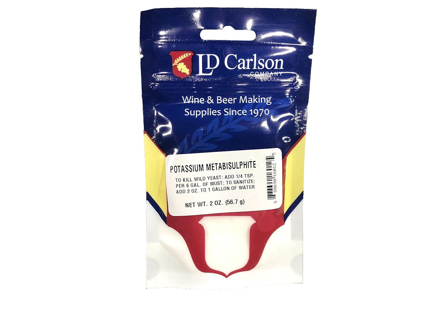 LD Carlson 6012A Potassium Metabisulfite - 2 oz Bottle for Wine and Beer Making