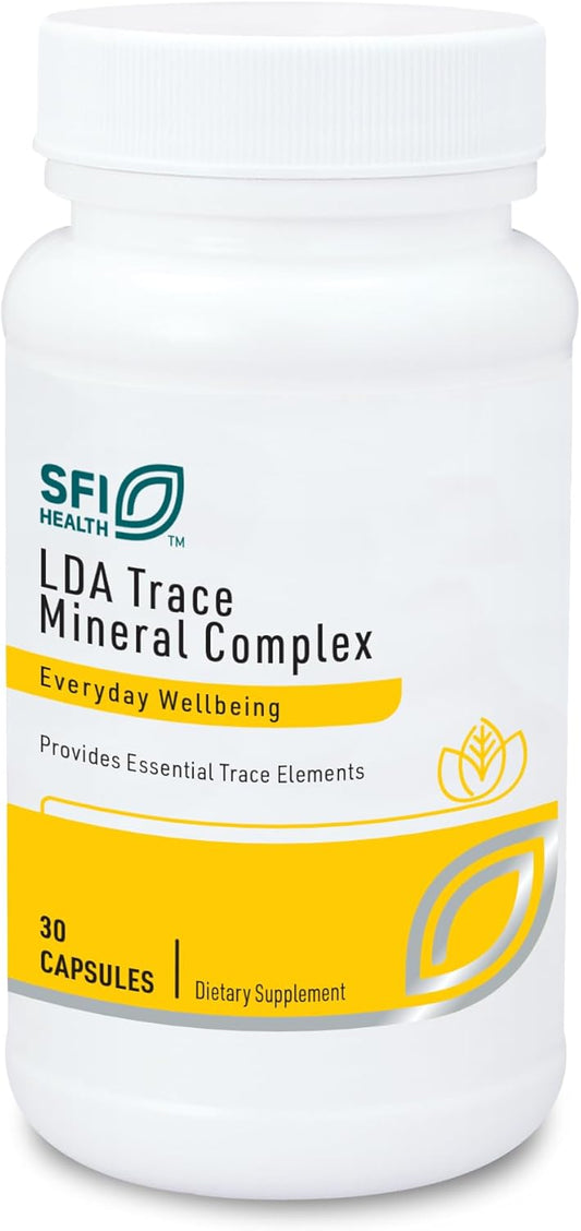 LDA Trace Mineral Complex by Klaire Labs - Hypoallergenic & Iron-Free Formula with 11 Essential Trace Elements - 30 Vegetarian Capsules
