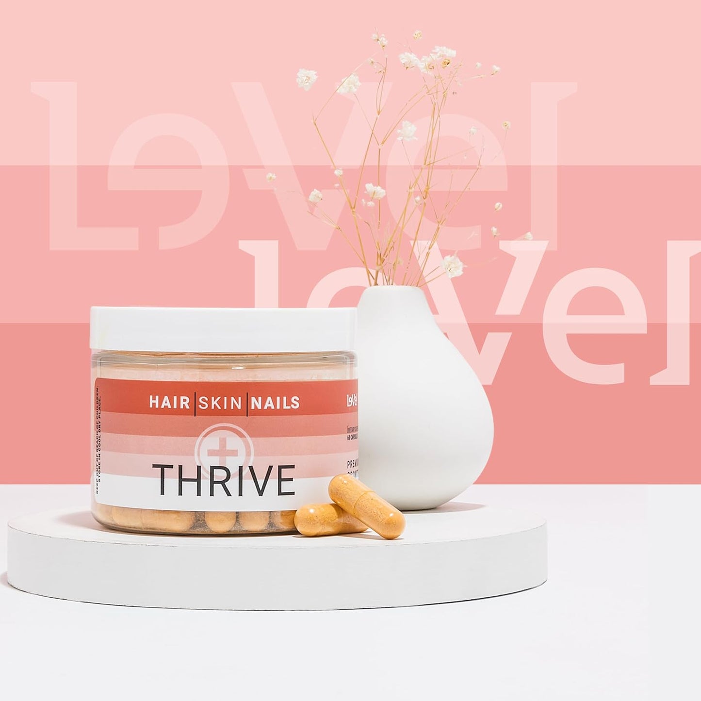 Le-Vel Thrive Plus Hair, Skin, Nails Supplement with Collagen, Keratin, and Ashwagandha for Beauty and Joint Health