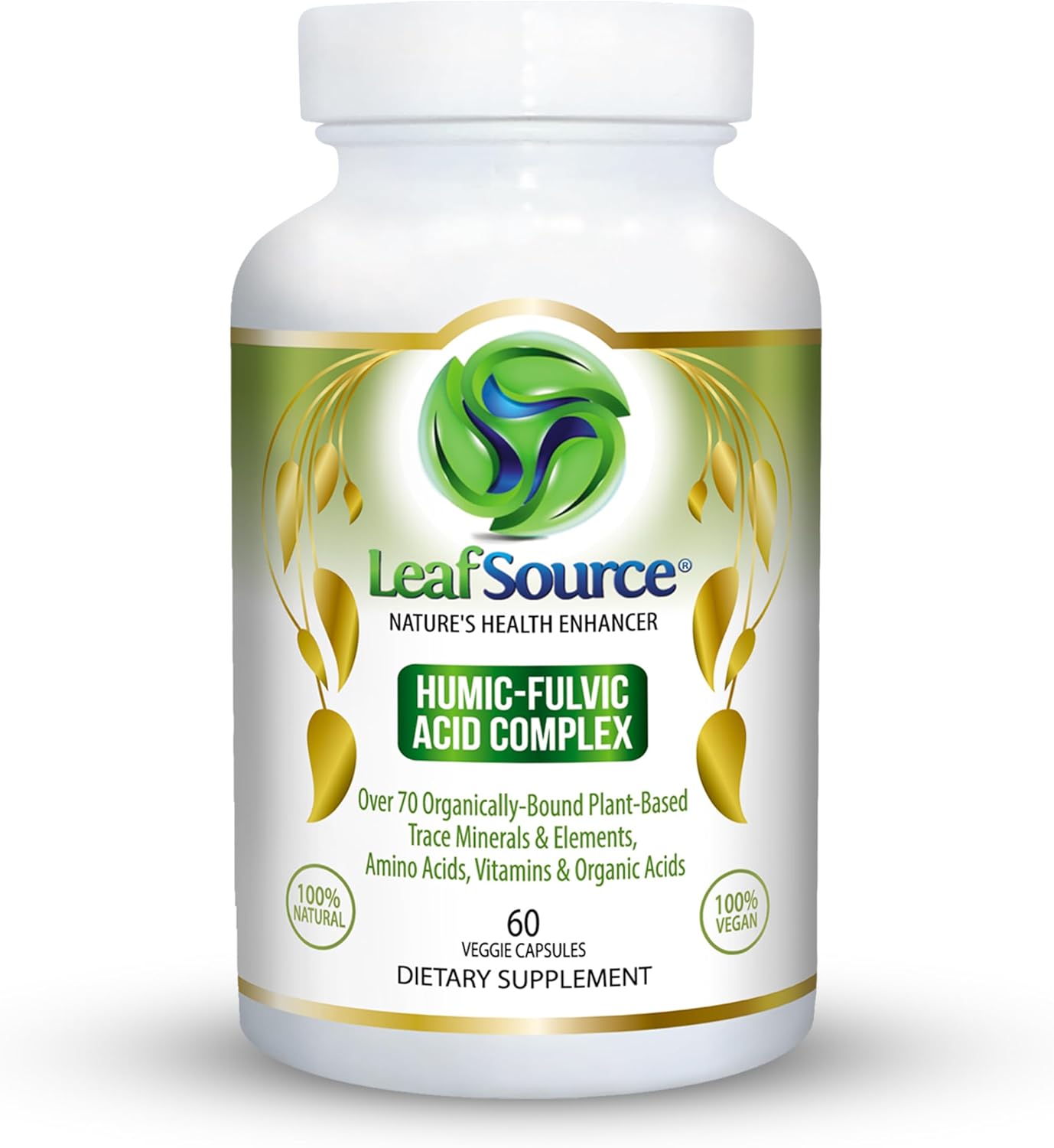 LEAFSOURCE Humic Fulvic Acid Capsules with 77 Trace Minerals, Electrolytes, and Vitamins for Improved Energy, Gut and Joint Health, Hydration, and Nutrient Absorption