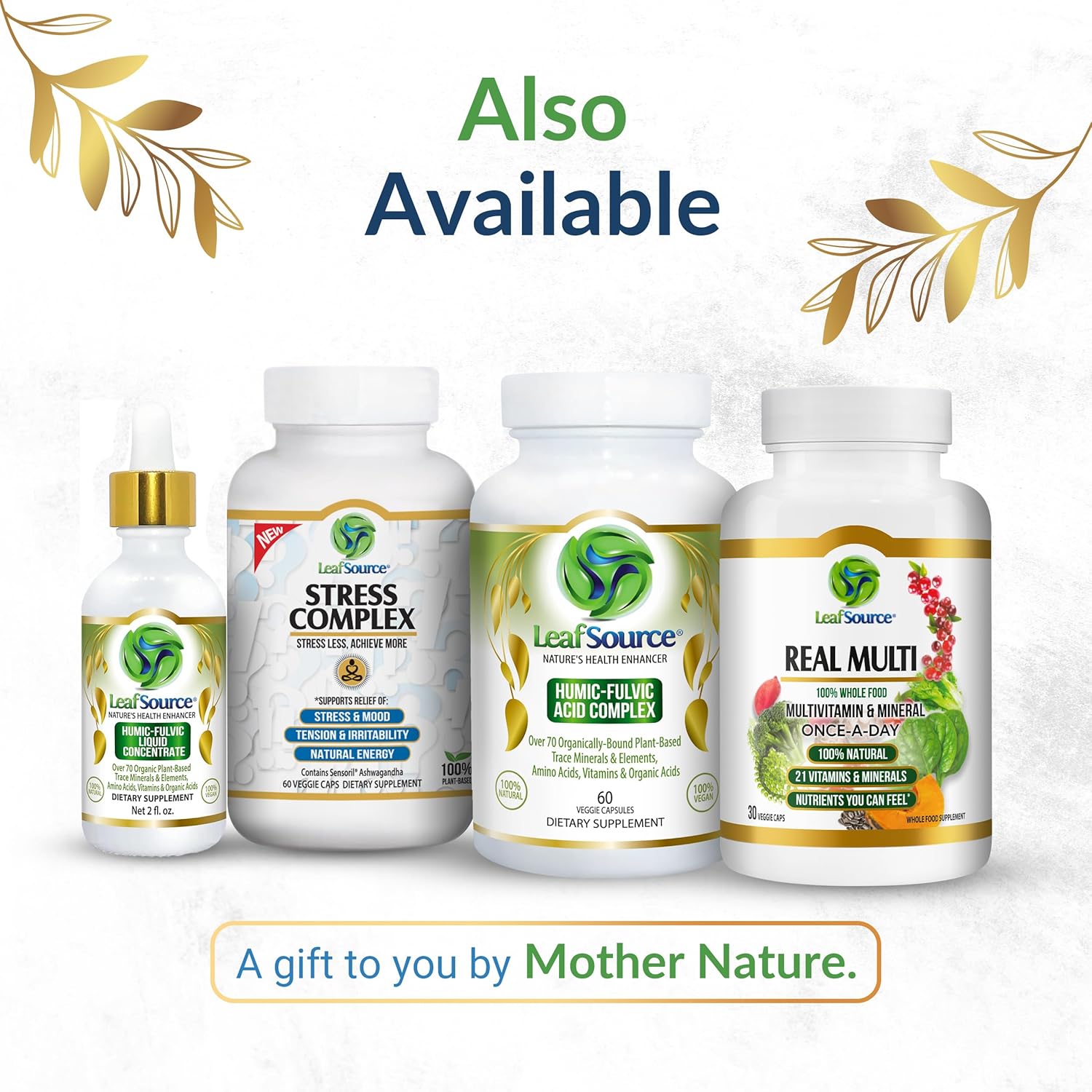 LEAFSOURCE Humic Fulvic Acid Capsules with 77 Trace Minerals, Electrolytes, and Vitamins for Improved Energy, Gut and Joint Health, Hydration, and Nutrient Absorption