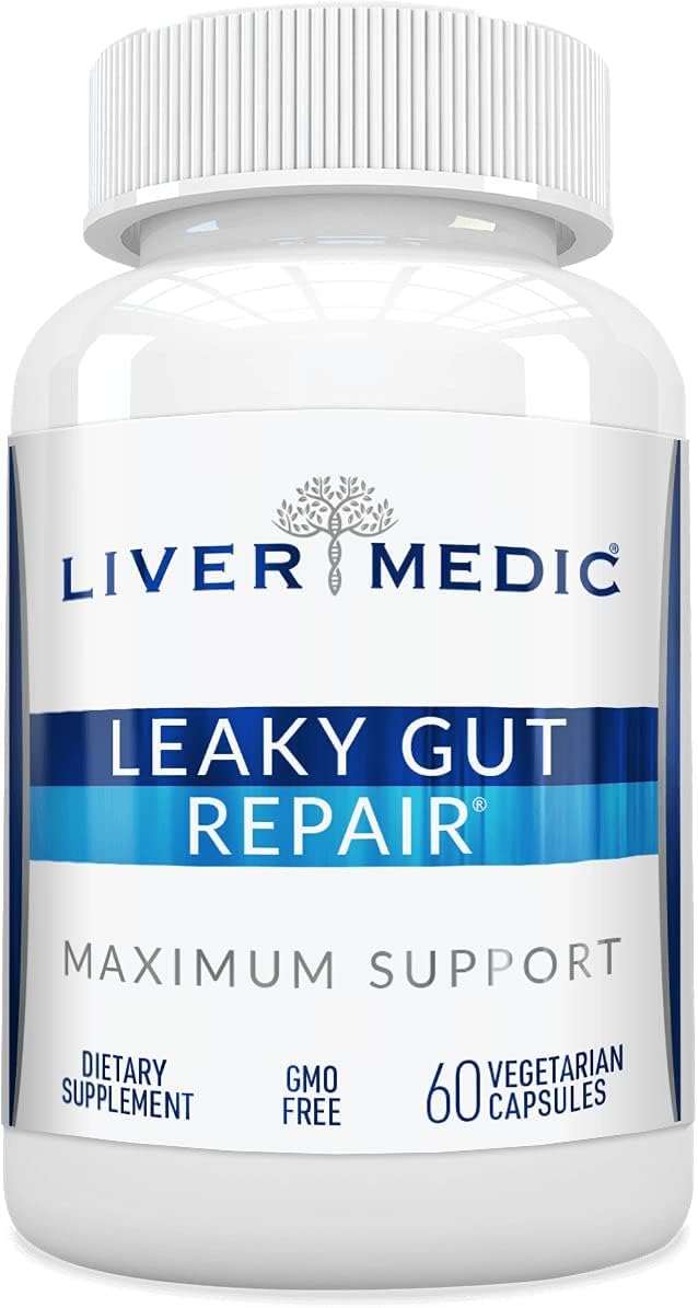 Leaky Gut Repair Capsules - Gut Health Support with L-Glutamine & Slippery Elm for Heartburn Relief & Bloating - 60 Capsules