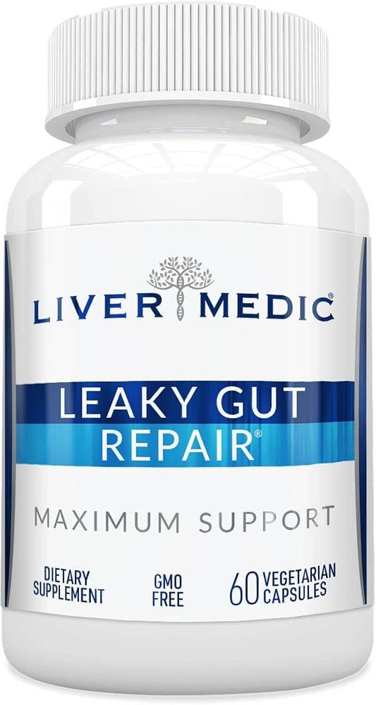 Leaky Gut Repair Capsules - Gut Health Support with L-Glutamine & Slippery Elm for Heartburn Relief & Bloating - 60 Capsules