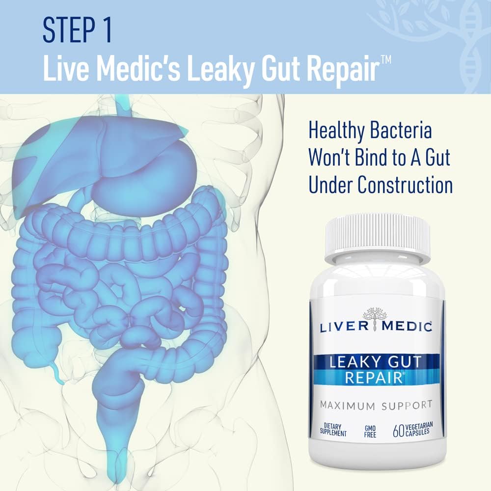 Leaky Gut Repair Capsules - Gut Health Support with L-Glutamine & Slippery Elm for Heartburn Relief & Bloating - 60 Capsules