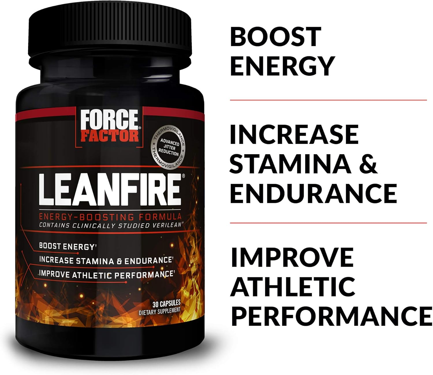 LeanFire Pre Workout Energy Pills - Boost Energy, Build Muscle, Improve Performance - 60 Count
