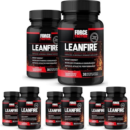 LeanFire Pre Workout Energy Pills with Green Tea Extract & Caffeine for Energy Boost, Muscle Building, Performance Enhancement, Focus - 30 Count (Pack of 8)
