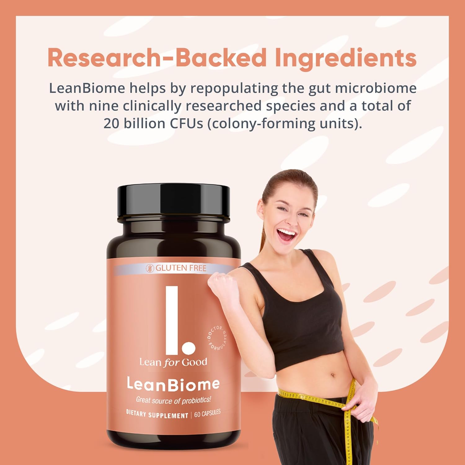 LEANFORGOOD LeanBiome Probiotic Formula with 9 Strains for a Healthy Gut Microbiome - 180 Capsules
