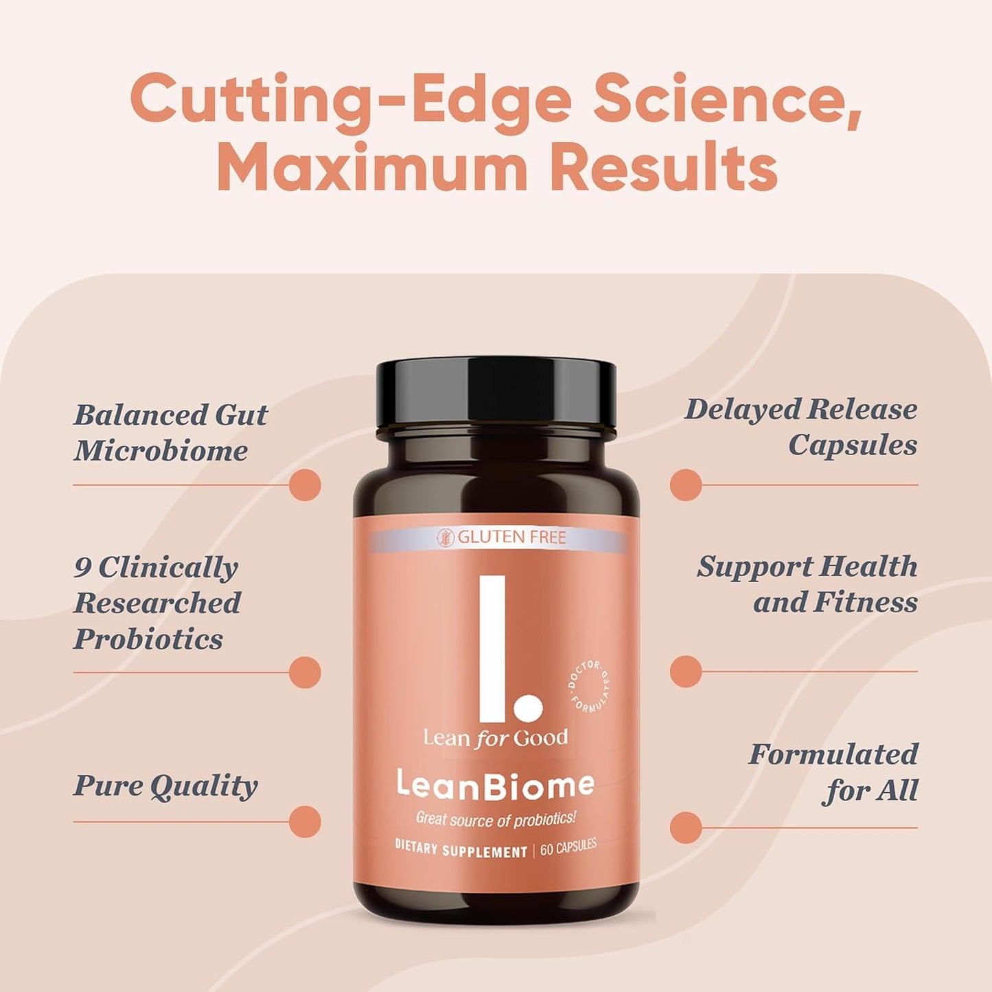 LEANFORGOOD LeanBiome Probiotic Formula with 9 Strains for a Healthy Gut Microbiome - 180 Capsules