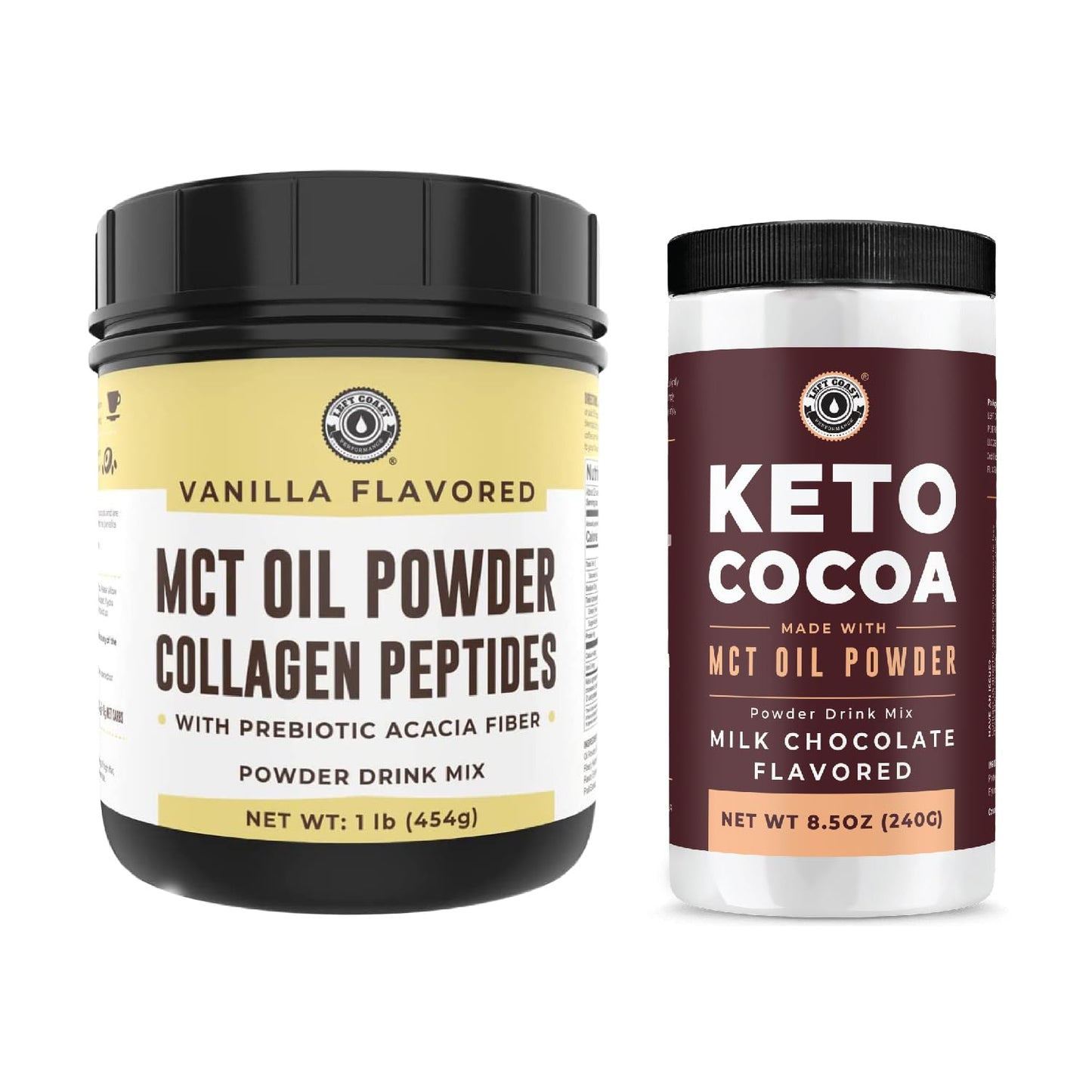 Left Coast Performance Keto MCT Oil Powder & Collagen with Keto Coco Drink Mix - Boost Your Keto Lifestyle!