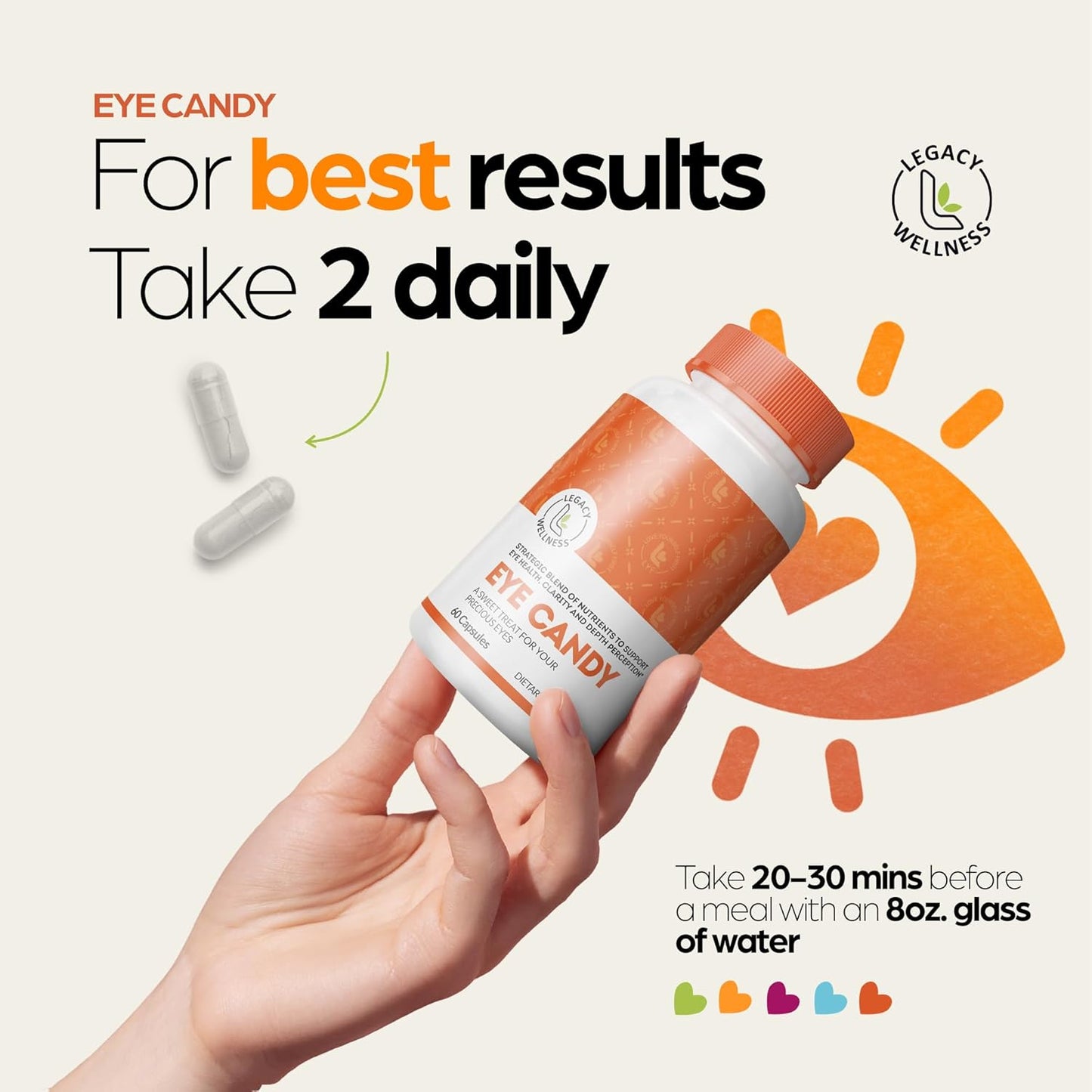 LegacyNutra Eye Candy Eye Vitamins - Lutein, Zeaxanthin, Calcium, Biotin, Copper, Zinc Pills - Supports Vision Health, Reduces Eye Strain, Dry Eye Supplements for Adults