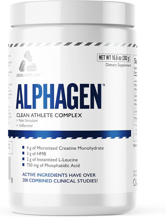 Legal Limit Labs Alphagen - Clean Athlete Complex for Lean Muscle - 30 Servings with Creatine, HMB, L-Leucine, and Phosphatidic Acid