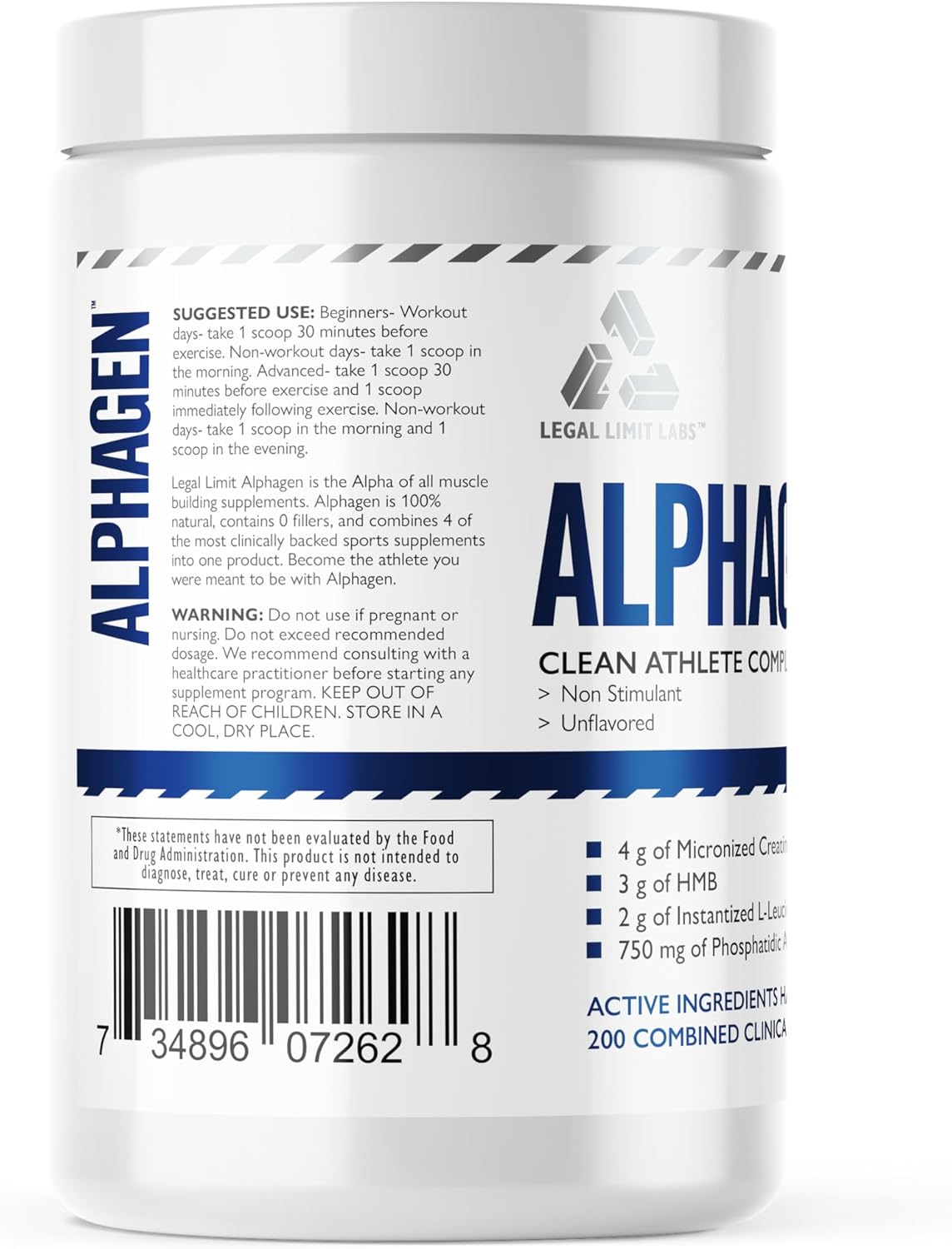 Legal Limit Labs Alphagen - Clean Athlete Complex for Lean Muscle - 30 Servings with Creatine, HMB, L-Leucine, and Phosphatidic Acid