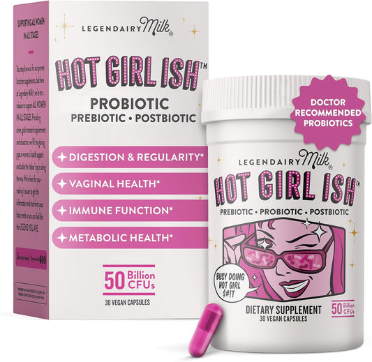 Legendairy Milk Hot Girl Ish™ - Women's Daily Probiotic Supplement with 50 Billion CFU, 20 Strains - Supports Digestive, Gut & Immune Health
