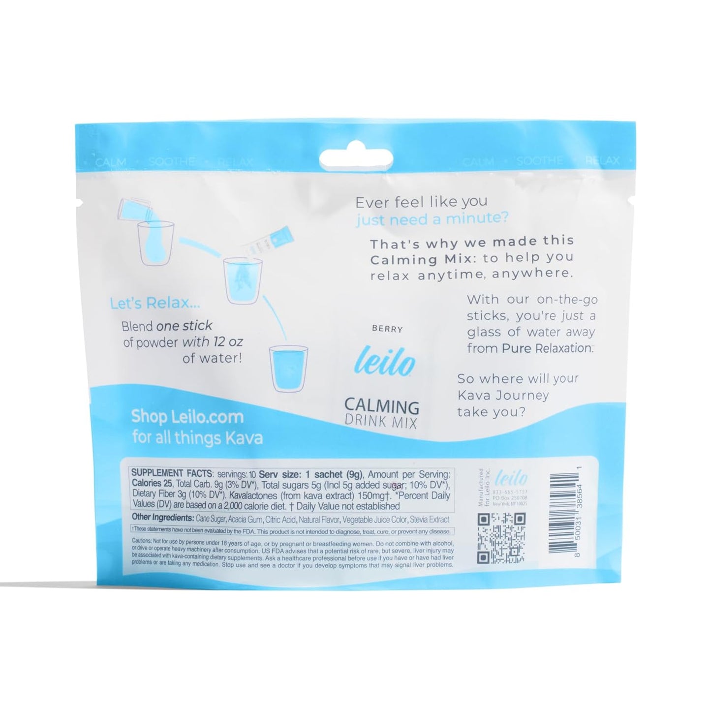 LEILO Berry Flavored Kava Drink Mix for Relaxation | Non-Alcoholic Adaptogen Mocktail Powder | 10 Servings