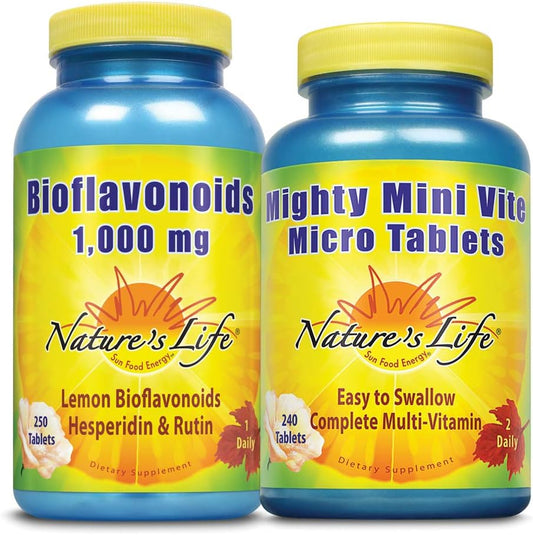 Lemon Bioflavonoids 1000mg & Mini Vite Bundle for Immune & Overall Health - 250ct, 240ct
